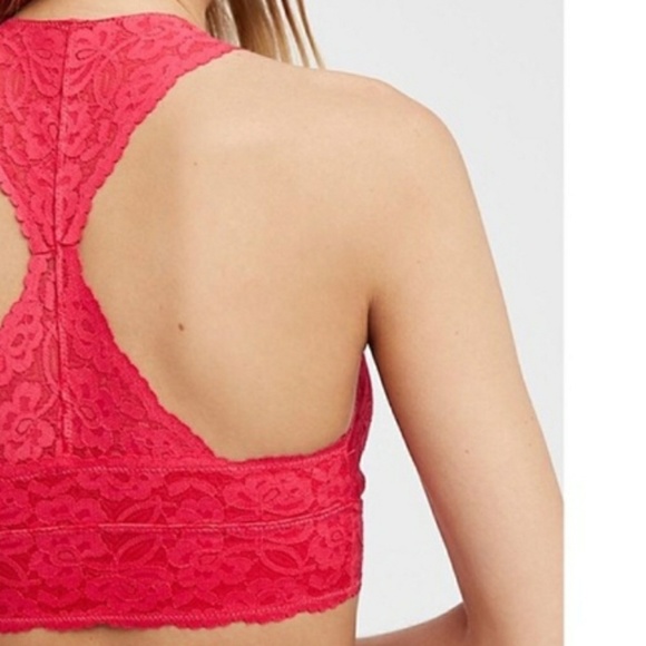 AERIE Lace Bralette Pink Coral Stretchy - Picture 2 of 5
